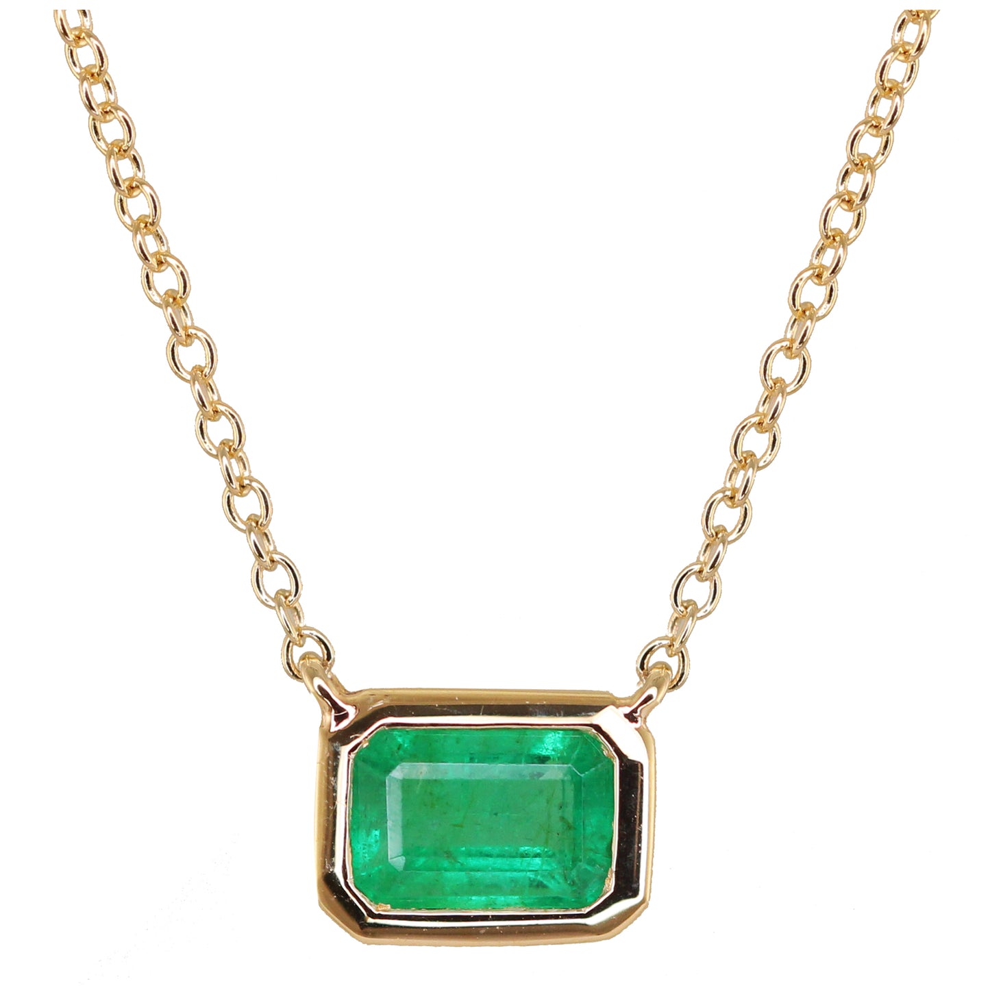 14kt gold emerald bezel necklace – Luna Skye