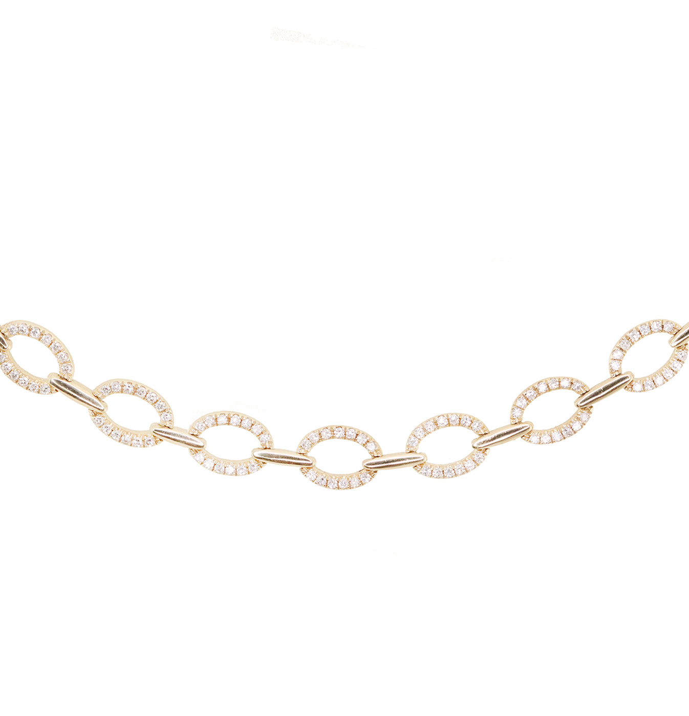 14kt gold full diamond rounded link necklace – Luna Skye