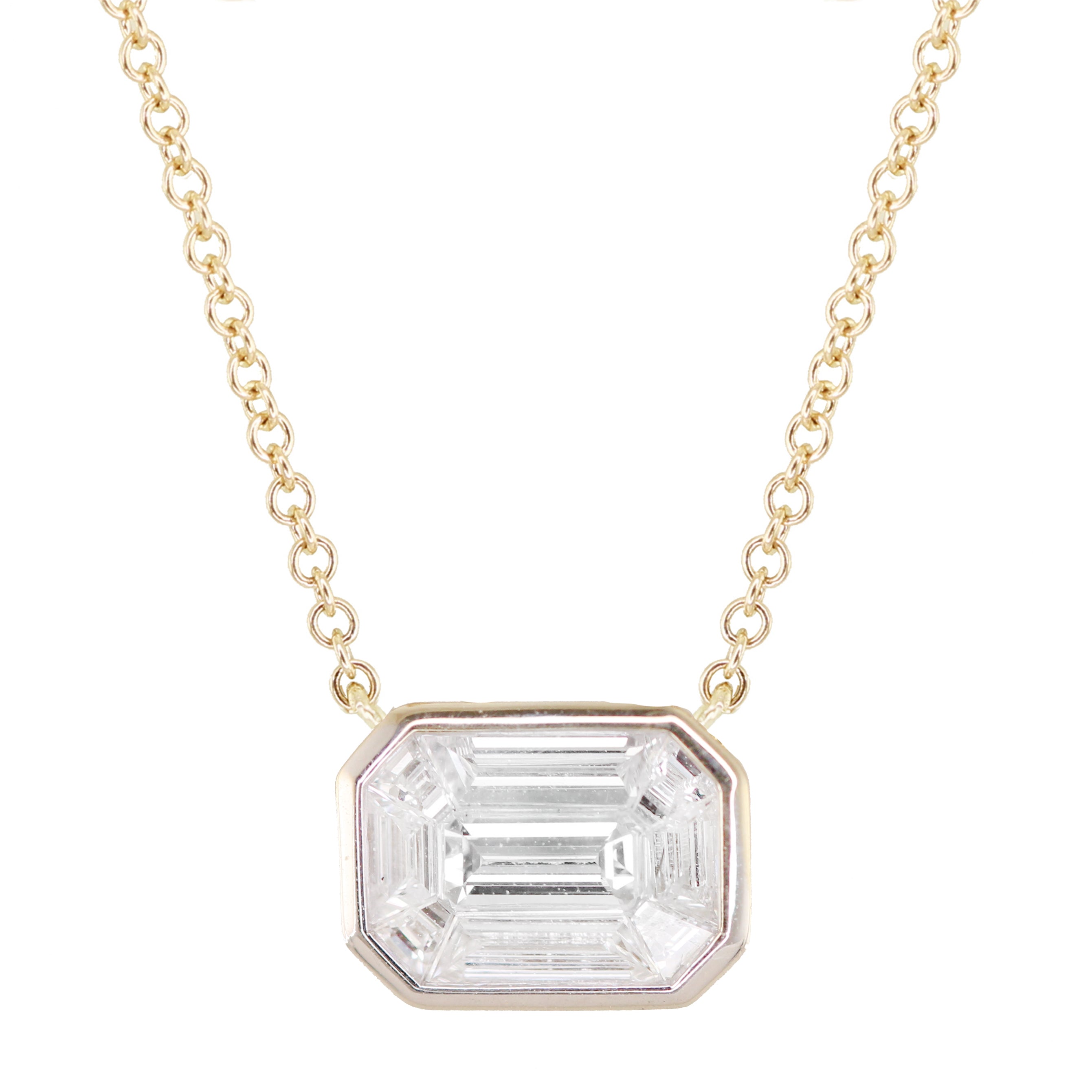 Bezel cut hot sale diamond necklace