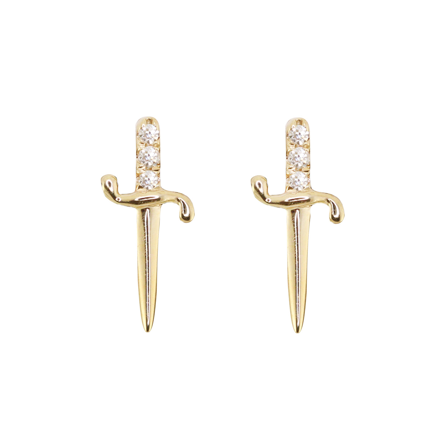 14kt gold and diamond mini sword stud - Luna Skye