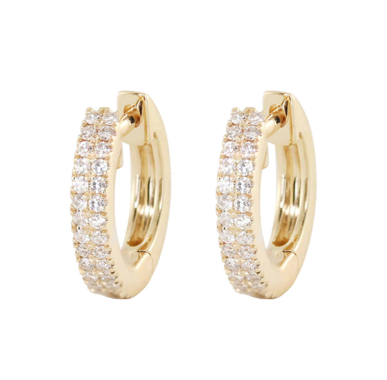 14kt gold and double diamond row mini hoop earrings – Luna Skye